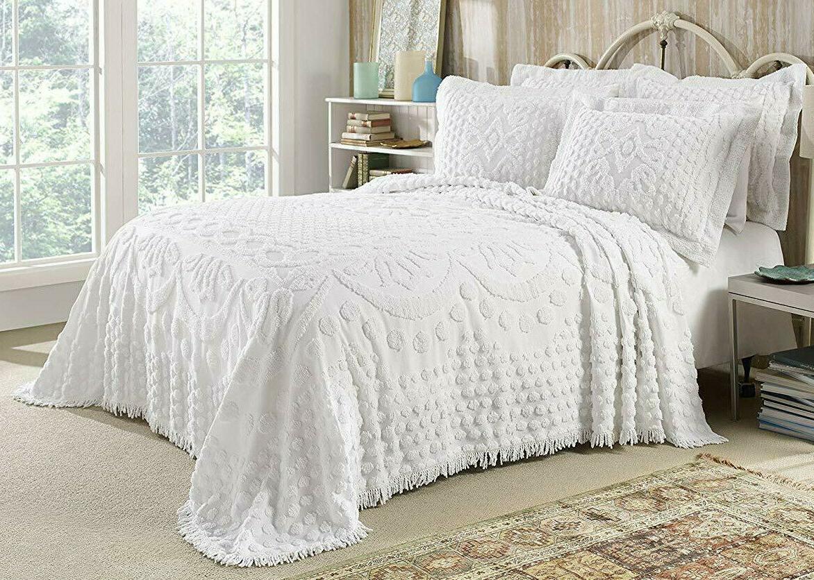 KINGSTON TUFTED FLORAL CHENILLE BEDSPREAD, ALL COTTON